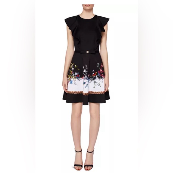 Ted Baker of London Shaelin Opulent Fauna Ruffle Dress 2 - Picture 2 of 8